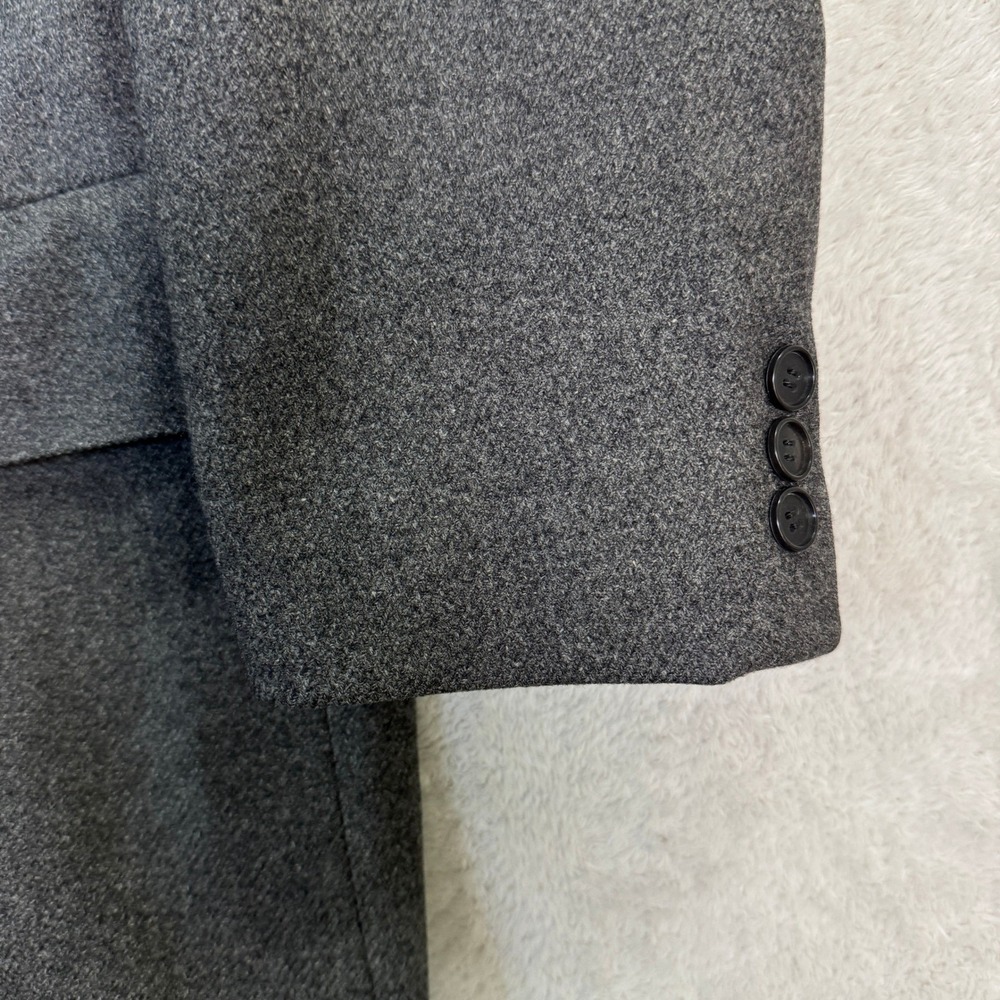 Vintage Bloomingdales E Thomas Mens 42L Charcoal Grey Wool Overcoat Heavy Casual - Picture 3 of 9